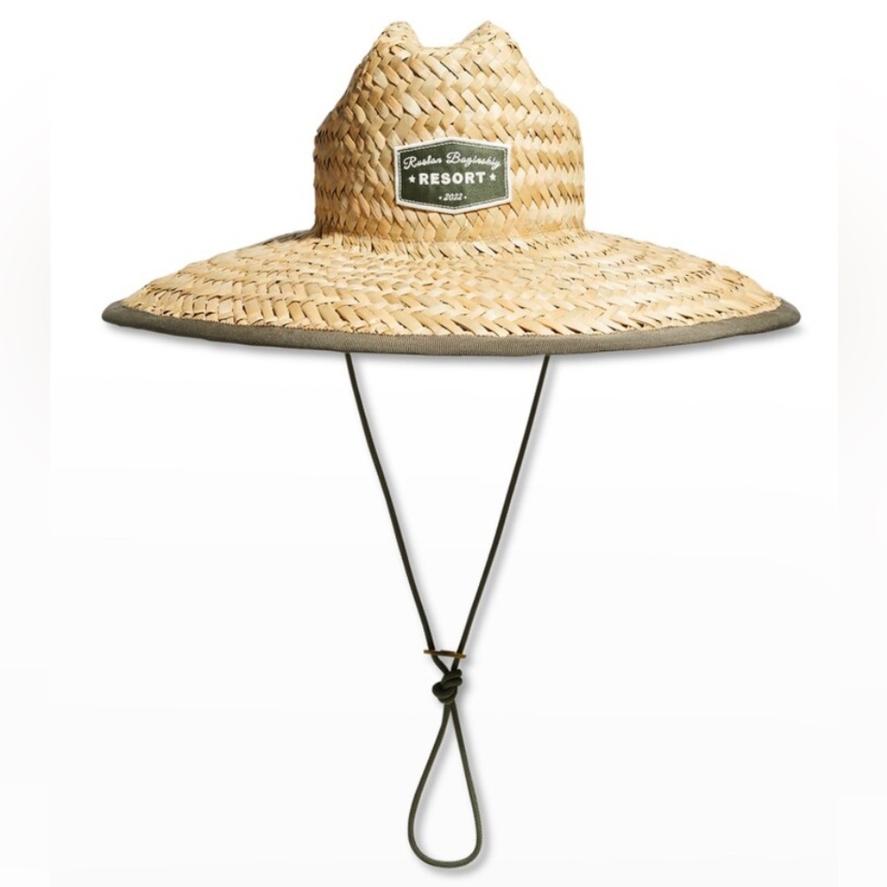 RUSLAN BAGINSKIY PATCH SAFARI HAT IN NATURAL STRAW - M